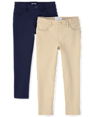 Girls Uniform Ponte Knit Pull On Jeggings 2-Pack