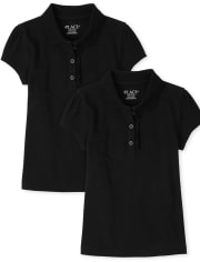 Girls Uniform Ruffle Pique Polo 2-Pack