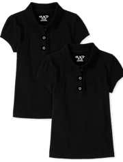 Lot de 2 polos uniformes en piqué à volants pour fille