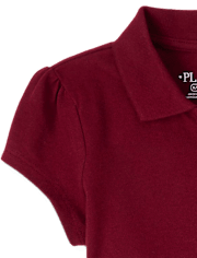 Girls Uniform Ruffle Soft Stretch Pique Polo 2-Pack