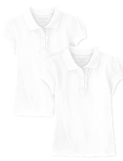 Girls Uniform Ruffle Pique Polo 2-Pack