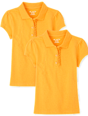 Girls Uniform Ruffle Pique Polo 2-Pack