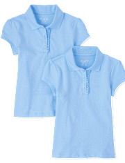 Girls Uniform Ruffle Pique Polo 2-Pack