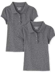 Girls Uniform Ruffle Pique Polo 2-Pack