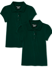 Polo de piqué con volantes de uniforme para niñas, paquete de 2