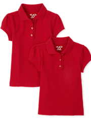 Girls Uniform Ruffle Pique Polo 2-Pack