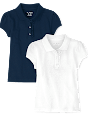 Polo de piqué con volantes de uniforme para niñas, paquete de 2