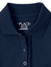 Lot de 2 polos uniformes en piqué à volants pour fille