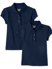 Girls Uniform Ruffle Pique Polo 2-Pack