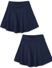 Falda pantalón de felpa francesa activa de uniforme para niñas, paquete de 2