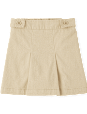 Girls Uniform Wrinkle Resistant Stretch Button Skort