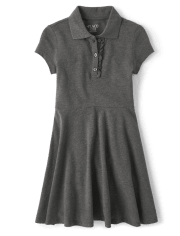 Girls Uniform Ruffle Pique Polo Dress