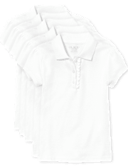 Lot de 5 polos uniformes en piqué à volants pour filles