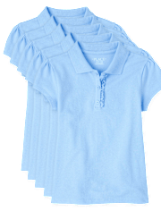 Girls Uniform Ruffle Pique Polo 5-Pack