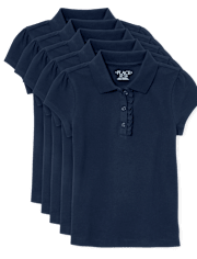Lot de 5 polos uniformes en piqué à volants pour filles