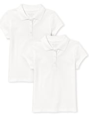 Girls Uniform Stain Resistant Pique Polo 2-Pack