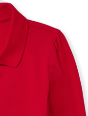 Polo de piqué con volantes de manga larga de uniforme para niñas, paquete de 2
