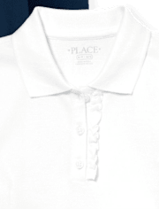 Girls Uniform Ruffle Soft Stretch Pique Polo 2-Pack