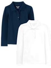 Lot de 2 polos uniformes en piqué à volants pour fille