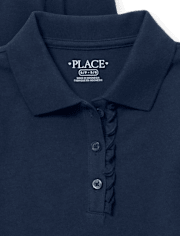Girls Uniform Ruffle Soft Stretch Pique Polo 2-Pack