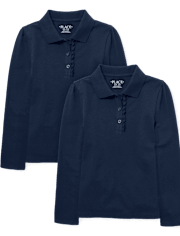 Girls Uniform Ruffle Pique Polo 2-Pack