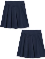 Girls Uniform Stretch Ponte Knit Skort 2-Pack
