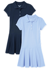 Girls Uniform Pique Polo Dress 2-Pack