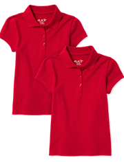 Polo de piqué de uniforme para niña, paquete de 2