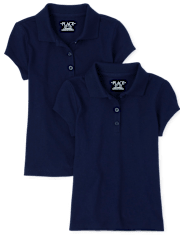 Polo de jersey suave de uniforme para niñas, paquete de 2
