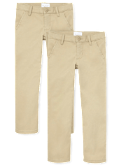 Girls Uniform Stretch Skinny Chino Pants 2-Pack