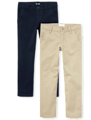 Girls Uniform Stretch Skinny Chino Pants 2-Pack
