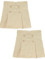 Girls Uniform Stretch Button Skort 2-Pack