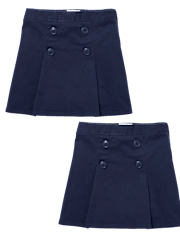 Girls Uniform Stretch Button Skort 2-Pack