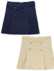 Girls Uniform Stretch Button Skort 2-Pack