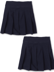 Falda pantalón plisada de uniforme para niñas, paquete de 2
