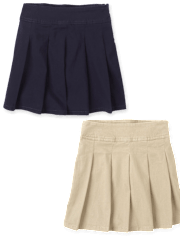 Falda pantalón plisada de uniforme para niñas, paquete de 2