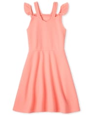 Girls Stretch Jacquard Cut Out Fit And Flare Dress