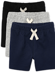 Paquete de 3 pantalones cortos sin cordones para bebés y niños pequeños