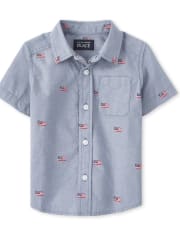 dad and baby matching button up shirts