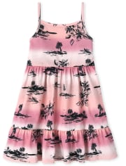 Baby And Toddler Girls Palm Tree Tank Dress
