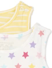 Lot de 2 barboteuses rayées à volants pour petites filles