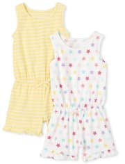 Lot de 2 barboteuses rayées à volants pour petites filles