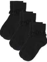 Girls Lace Ruffle Socks 3-Pack