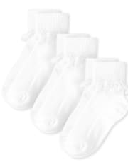 Girls Ruffle Turn Cuff Socks 3-Pack
