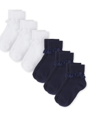 Girls Lace Ruffle Socks 6-Pack