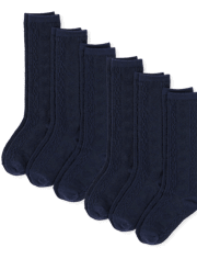 Girls Pointelle Knee Socks 6-Pack