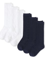 Girls Pointelle Knee Socks 6-Pack