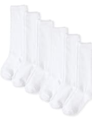Girls Knee Socks 6-Pack | The Children's Place - WHITE