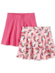 Lot de 2 jupes-shorts à imprimé mix and match pour fille