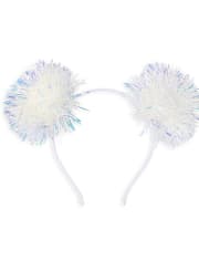 Girls Holographic Tinsel Pom Pom Headband